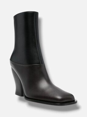 LOEWE Women's Black Brown Onda Two-Tone Leather Ankle Boot Shoes Size EU:36 US:6